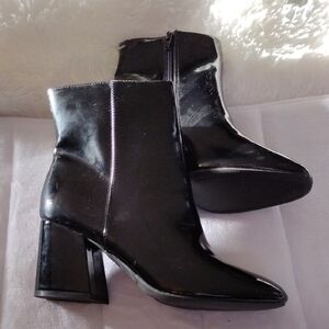 Elegant Patent Black Ankle Boots